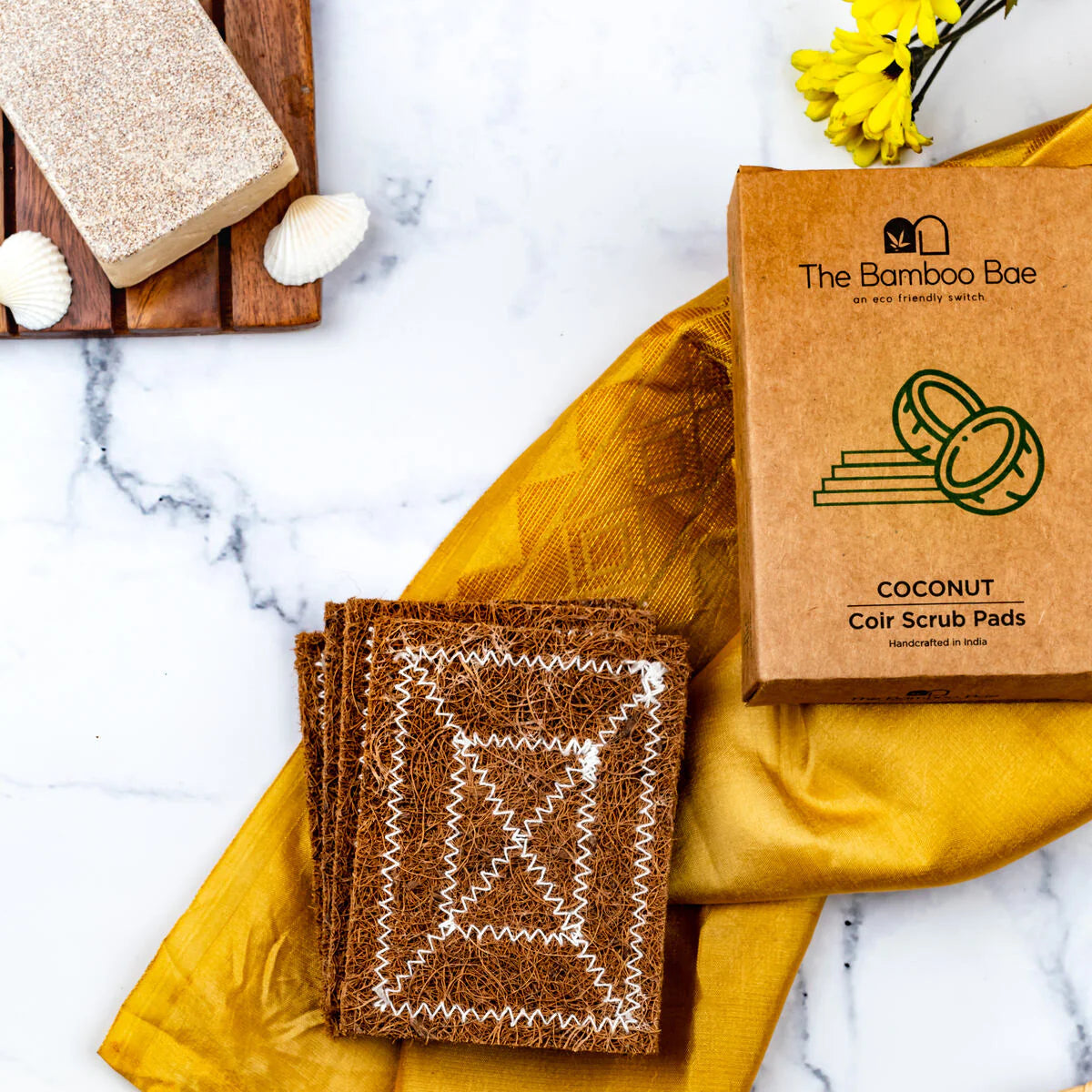 Coconut Coir Cleaning Scrub Pad | Pack of 4  | Scratch-free | Eco-Friendly | Plastic Free Scrubber